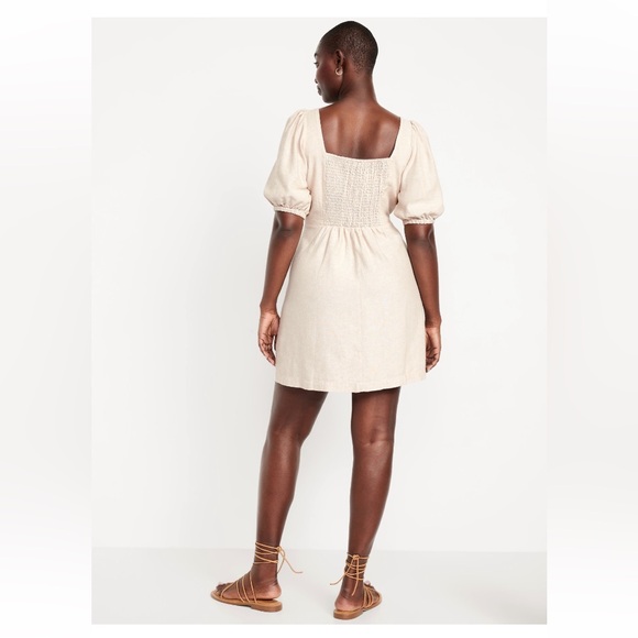 Old Navy Puff Sleeve Linen Blend Mini Dress, NWT, Retails $45, Multiple Sizes - Picture 2 of 7